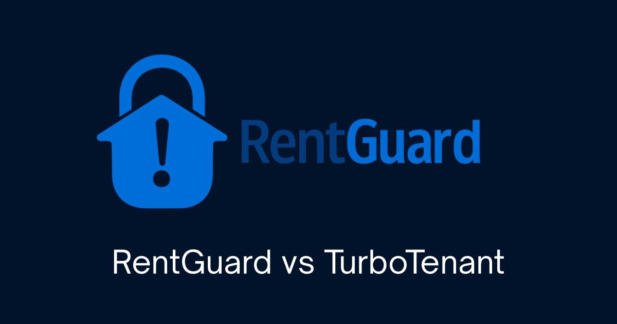 RentGuard vs TurboTenant comparison - RentGuard logo on dark navy background